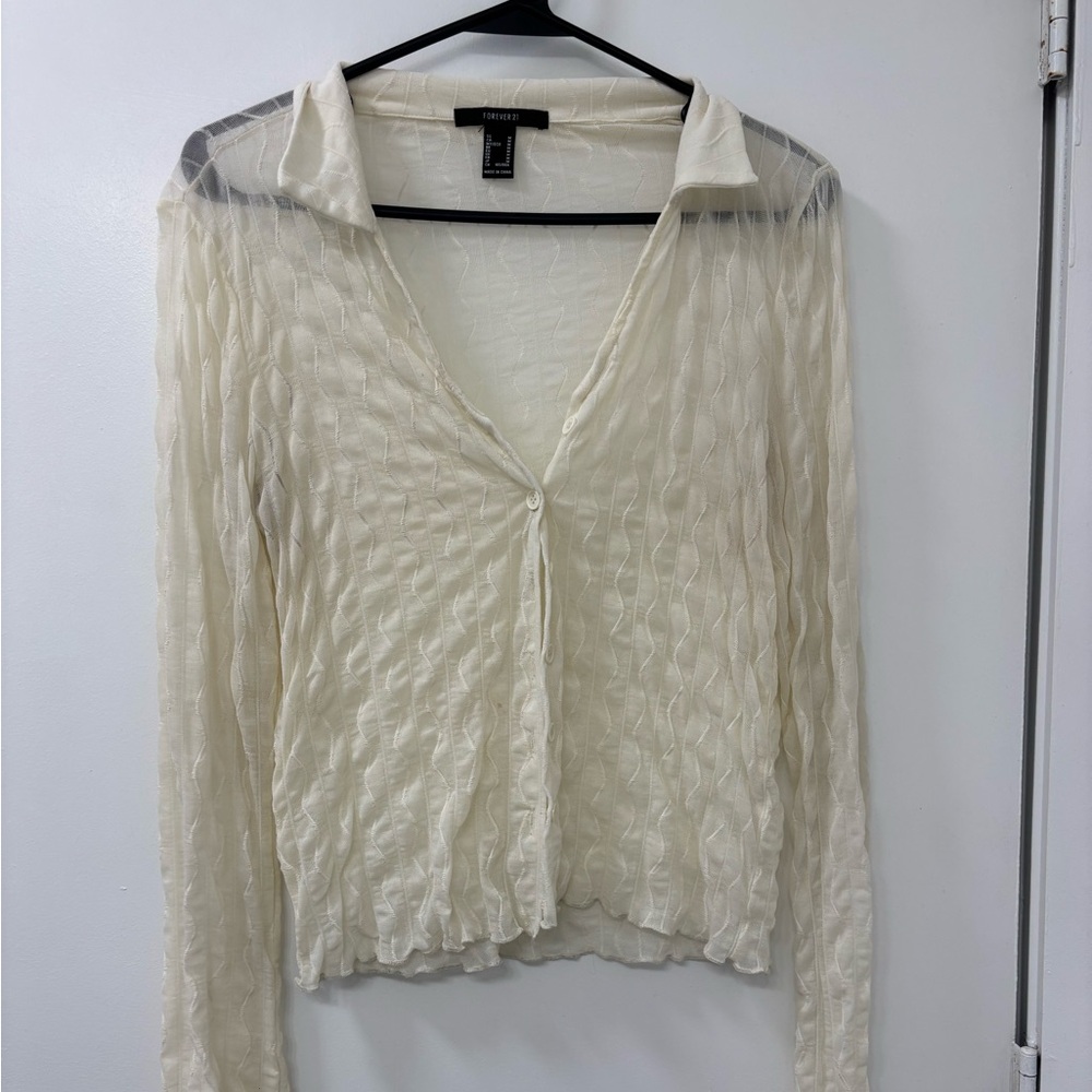 Forever 21 Cream Sheer Blouse